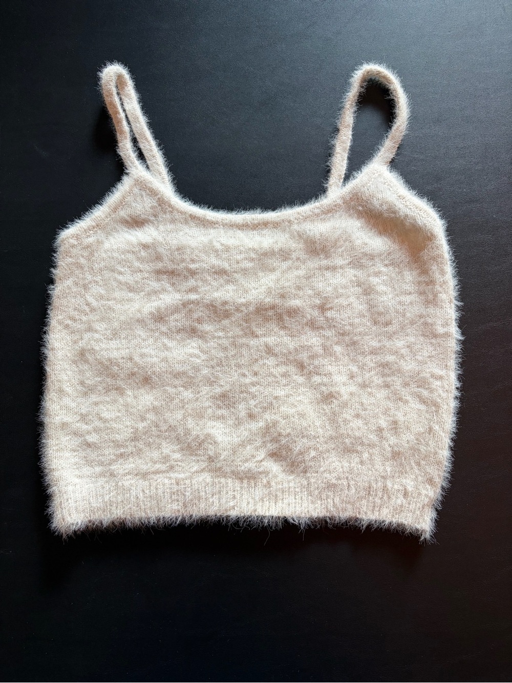 Soft Fuzzy Cream Crop Tank Top